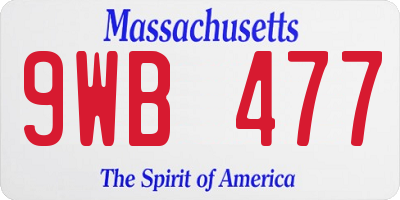 MA license plate 9WB477