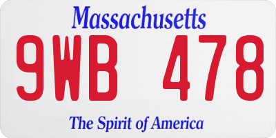 MA license plate 9WB478