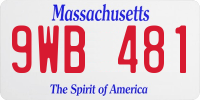MA license plate 9WB481
