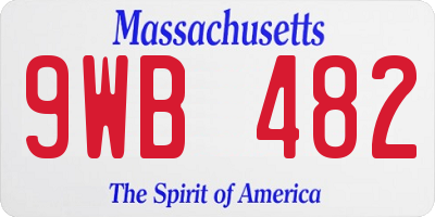 MA license plate 9WB482