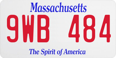 MA license plate 9WB484