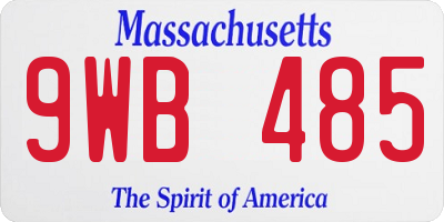 MA license plate 9WB485