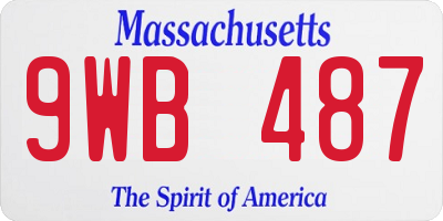 MA license plate 9WB487