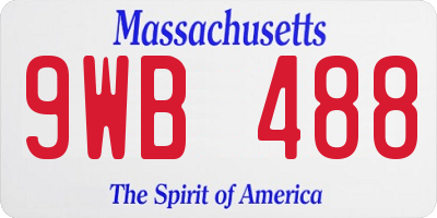 MA license plate 9WB488
