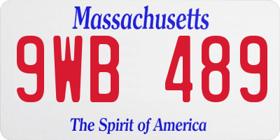 MA license plate 9WB489