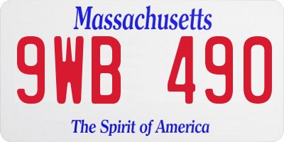MA license plate 9WB490