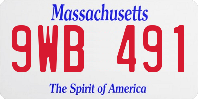 MA license plate 9WB491