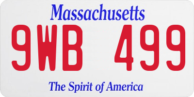 MA license plate 9WB499