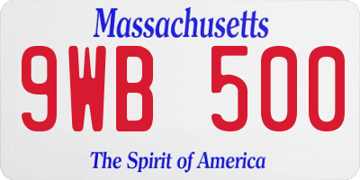 MA license plate 9WB500