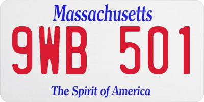 MA license plate 9WB501