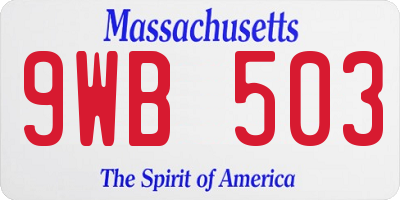 MA license plate 9WB503