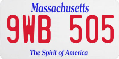 MA license plate 9WB505