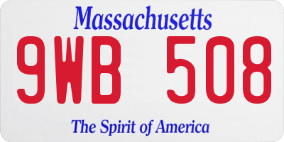 MA license plate 9WB508