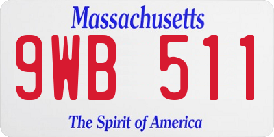 MA license plate 9WB511