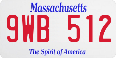 MA license plate 9WB512
