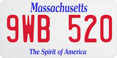 MA license plate 9WB520