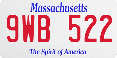 MA license plate 9WB522