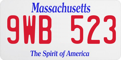 MA license plate 9WB523