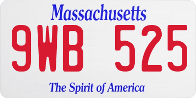 MA license plate 9WB525