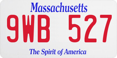 MA license plate 9WB527
