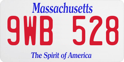 MA license plate 9WB528