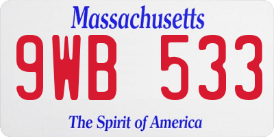 MA license plate 9WB533