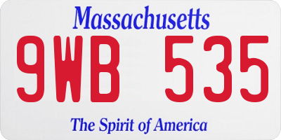 MA license plate 9WB535