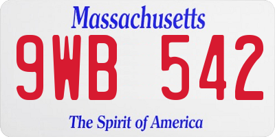MA license plate 9WB542