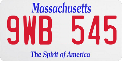 MA license plate 9WB545