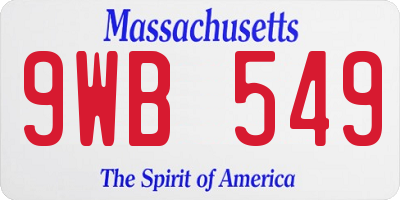 MA license plate 9WB549