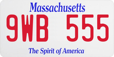 MA license plate 9WB555