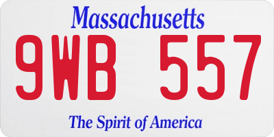 MA license plate 9WB557