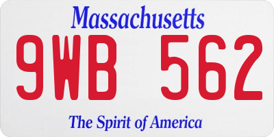 MA license plate 9WB562