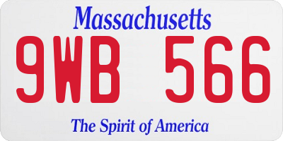 MA license plate 9WB566