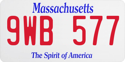 MA license plate 9WB577