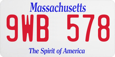 MA license plate 9WB578