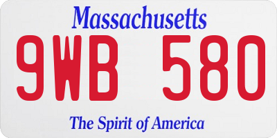MA license plate 9WB580