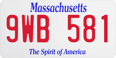 MA license plate 9WB581