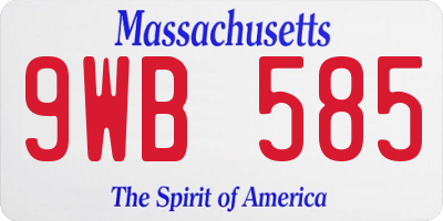 MA license plate 9WB585