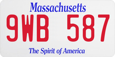 MA license plate 9WB587