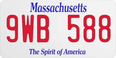 MA license plate 9WB588