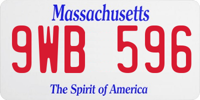 MA license plate 9WB596