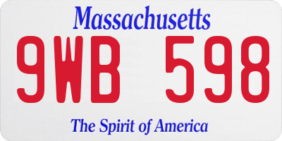 MA license plate 9WB598