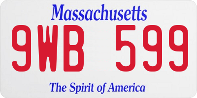 MA license plate 9WB599