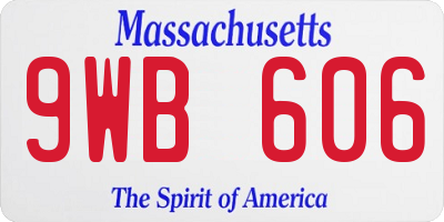 MA license plate 9WB606