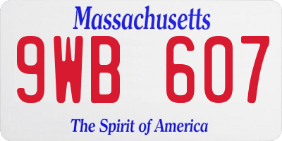 MA license plate 9WB607
