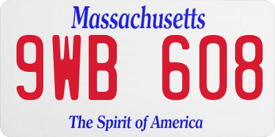 MA license plate 9WB608