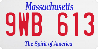 MA license plate 9WB613
