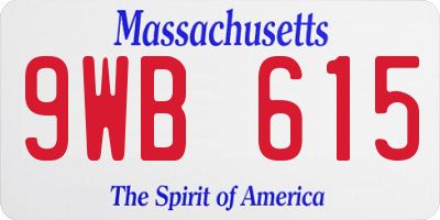 MA license plate 9WB615