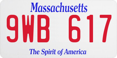 MA license plate 9WB617